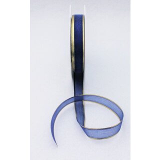 1 Organza-Schmuckband mit Goldkante 15 mm x 25 m - kornblau