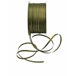 1 Seidenband mit Goldkante 3 mm x 50 m - olivgrün