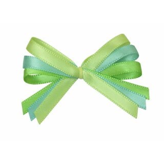 100 Schleifen mit Clip - M - Tricolore grün-blau-grün
