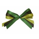 100 Schleifen mit Clip - M - Tricolore grün-braun-gold