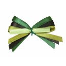 100 Schleifen mit Clip - M - Tricolore grün-braun-gold