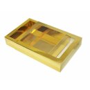 50 Pralinenkartons 17 x 13 cm - gold mit Fenster