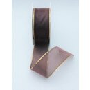 1 Organza-Schmuckband mit Goldkante 40 mm x 25 m - braun