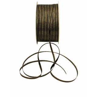 1 Seidenband mit Goldkante 3 mm x 50 m - schwarz