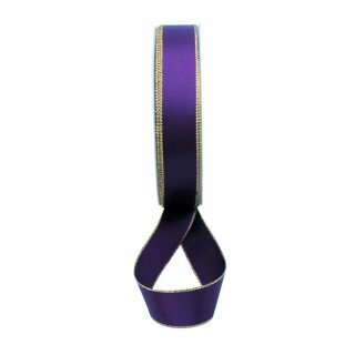 1 Seidenband mit Goldkante 25 mm x 50 m - violett