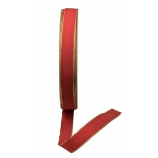 1 Taftband mit Goldkante 15 mm x 50 m - rot