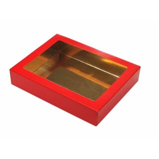 48 Pralinenkartons 19,5 x 14 cm - rot mit Fenster