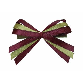 100 Schleifen mit Clip - M - Tricolore bordeaux-gold-bordeaux
