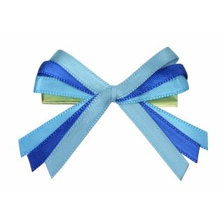 100 Schleifen mit Clip - M - Tricolore blau-blau-blau