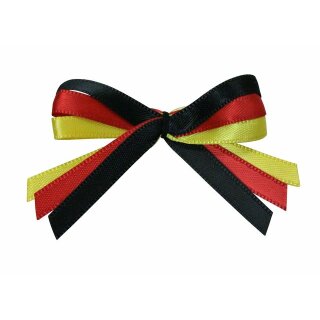 100 Schleifen mit Clip - M - Tricolore schwarz-rot-gelb