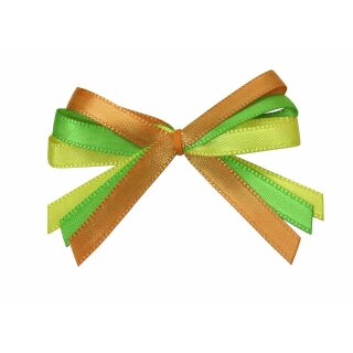 100 Schleifen mit Klebemarke - M - Tricolore orange-grün-gelb
